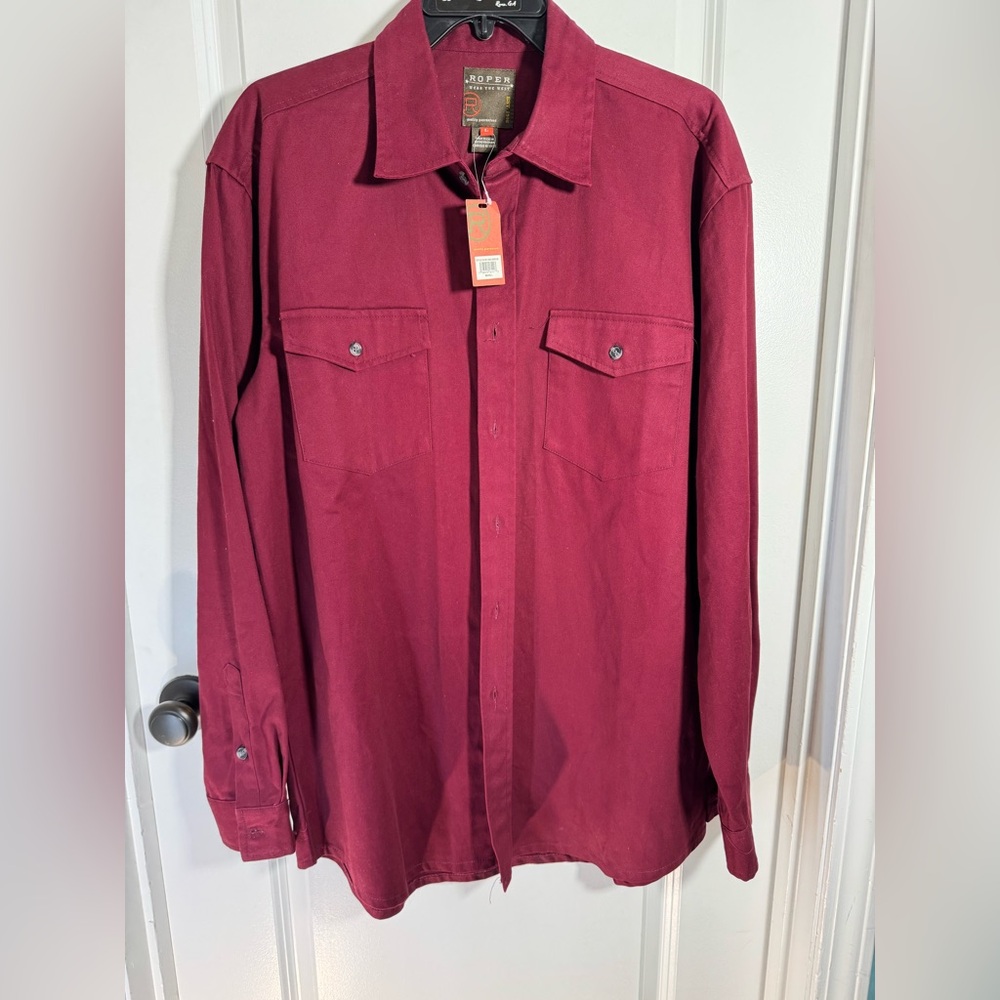 Roper Men’s Burgundy Button-Up Shirt